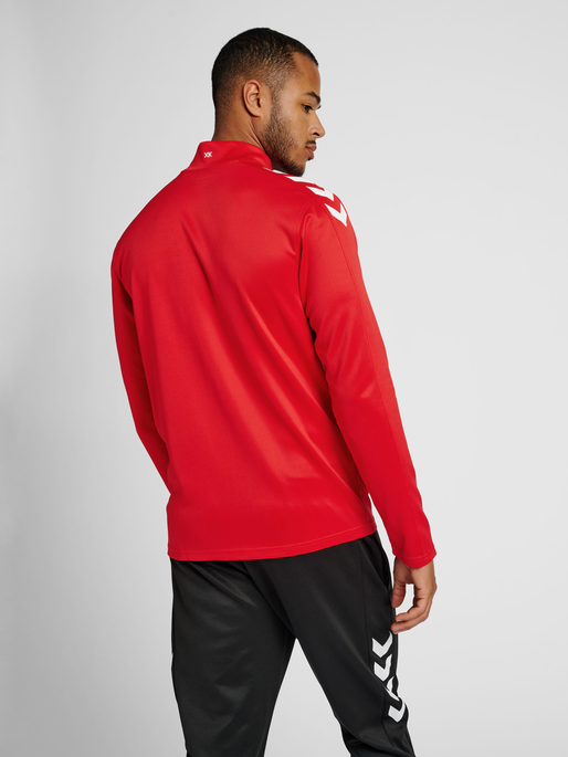 hmlCORE XK POLY ZIP SWEAT, TRUE RED, model