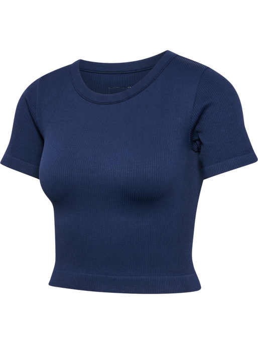 hmlPULSE SEAMLESS RIB W T-SHIRT S/S, DRESS BLUES, packshot