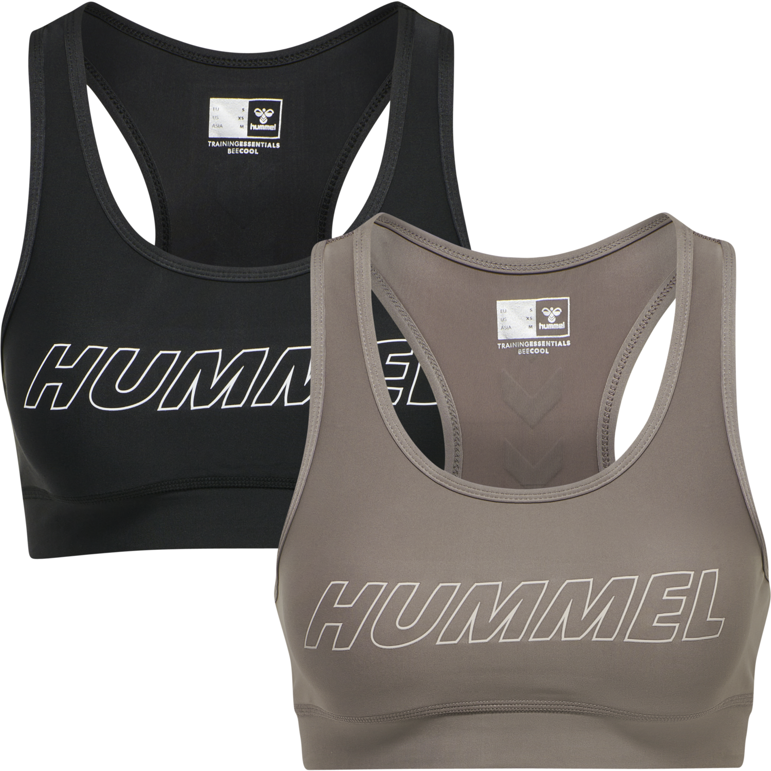 hmlTE TOLA 2-PACK SPORTS BRA, BLACK/DRIFTWOOD, packshot