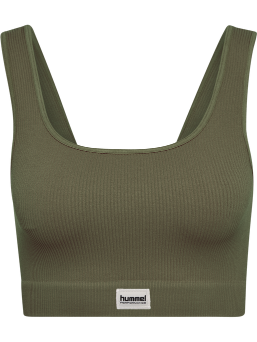 hmlPULSE SEAMLESS RIB BRA, DUSTY OLIVE, packshot