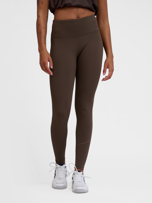 hmlCOURT MID WAIST POCKET TIGHTS W, TURKISH COFFEE, model