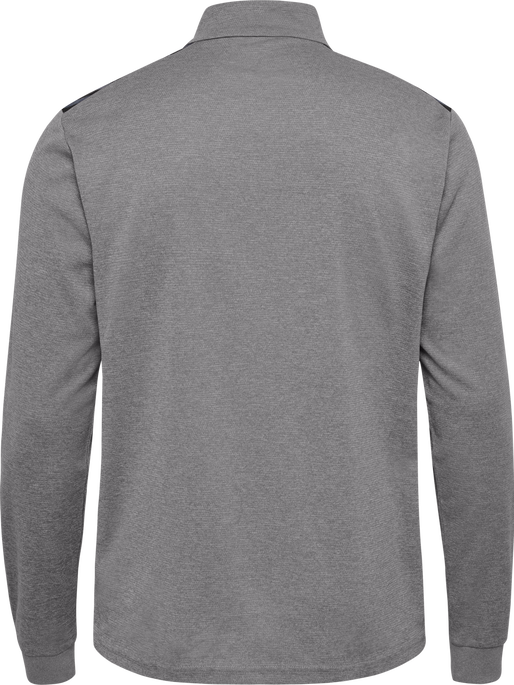 hmlAUTHENTIC HALF ZIP SWEAT, GREY MELANGE, packshot