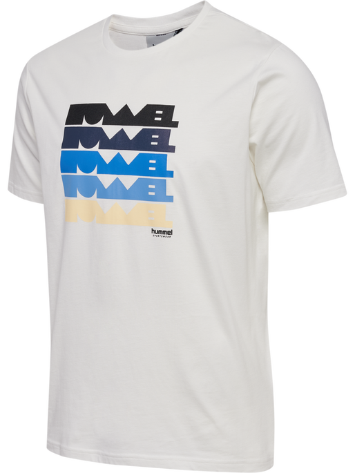 hmlREGULAR GRAPHIC TEE S/S, WHITE/BLUE, packshot