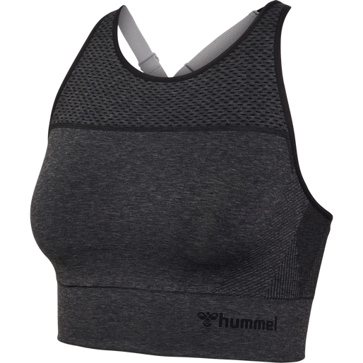 hmlMT HANA 2.0 SEAMLESS SPORTS TOP, BLACK MELANGE, packshot