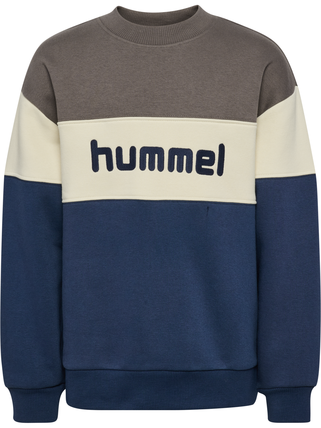hmlJR LOOSE BLOCK CREWNECK, DARK GULL GRAY, packshot
