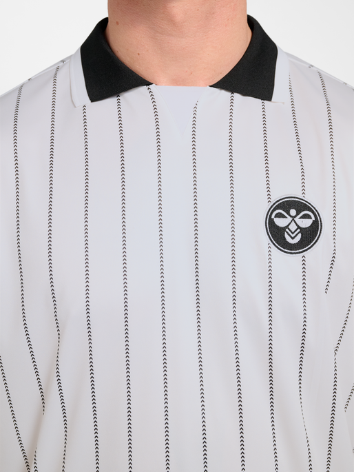 Chevron Pinstripe Polo Shirt, WHITE/BLACK, model