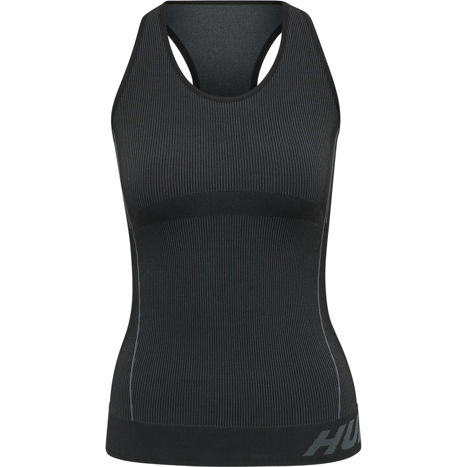 hmlTE CHRISTEL SEAMLESS TOP, BLACK/ASPHALT MELANGE, packshot