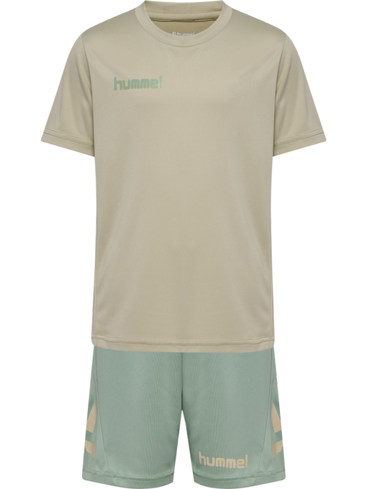 hmlPROMO KIDS DUO SET, ABBEY STONE/ICEBERG GREEN, packshot