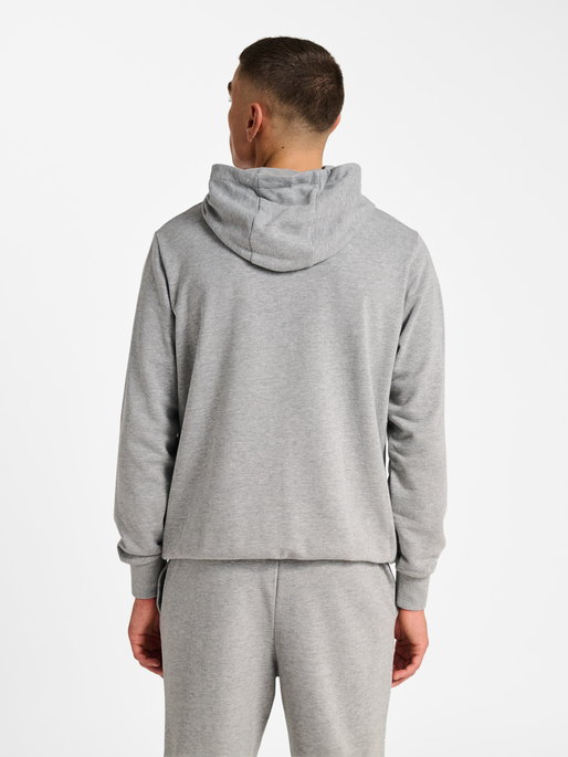 hmlPULSE SWEAT HOODIE, GREY MELANGE, model
