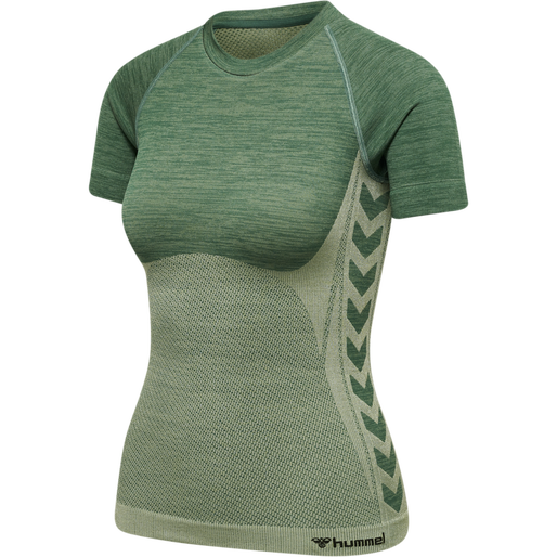 hmlCLEA SEAMLESS TIGHT T-SHIRT, LAUREL WREATH/LILY PAD MELANGE, packshot