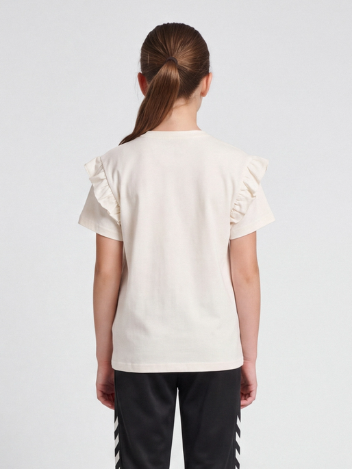 hmlFLOWY RUFFLE T-SHIRT S/S, MARSHMALLOW, model