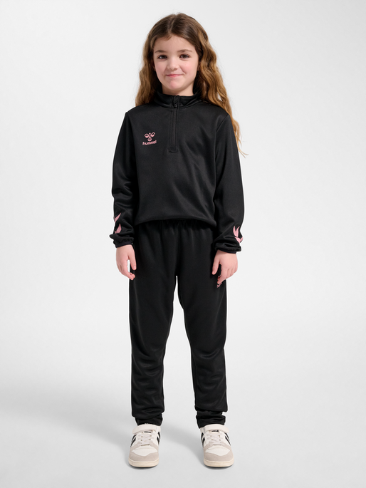 hmlSHIMMER TRAINING PANTS KIDS, BLACK/BRIDAL ROSE, model