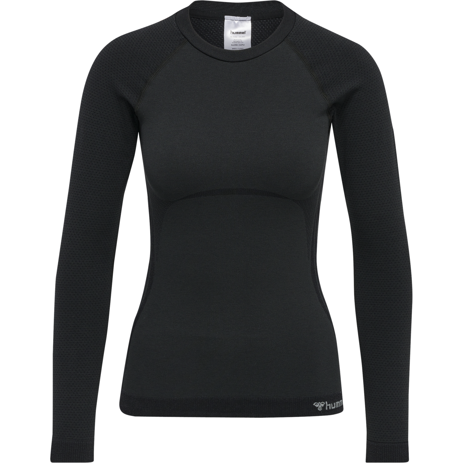 hmlCLEA SEAMLESS TIGHT T-SHIRT L/S, BLACK MELANGE, packshot