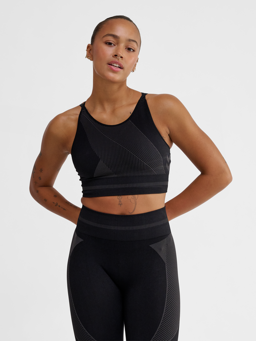 hmlUNITY SEAMLESS BRA, BLACKENED PEARL, model