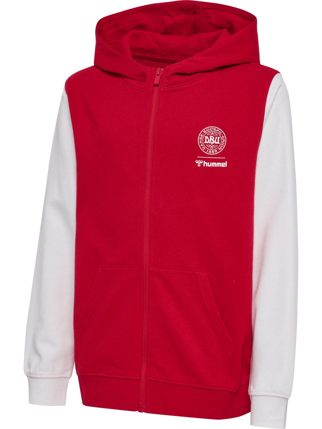 DBU 26 FAN RED-WHITE ZIP HOOD KIDS, TANGO RED/WHITE, packshot