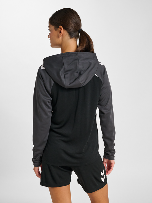 hmlLEAD 2.0 ZIP HOODIE WOMAN, BLACK/ASPHALT, model