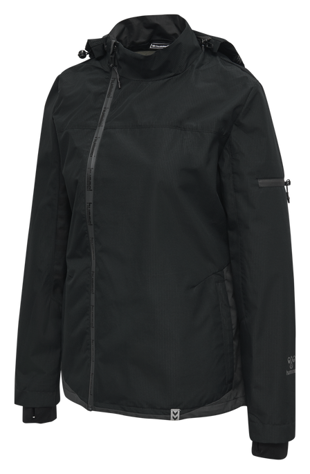 hmlNORTH SHELL JACKET WOMAN, BLACK/ASPHALT, packshot