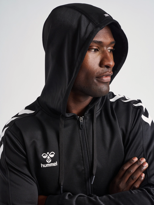 hmlCORE XK POLY ZIP HOOD SWEAT, BLACK, model