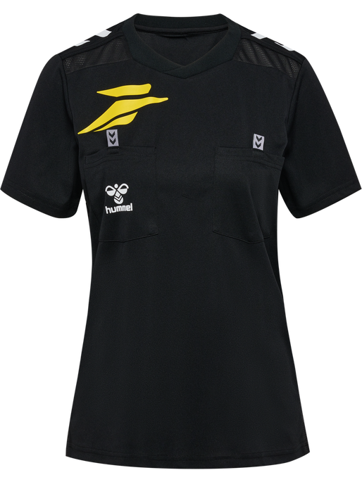 FFHB NEW REFEREE JERSEY S/S WO, BLACK WO SPONSOR, packshot