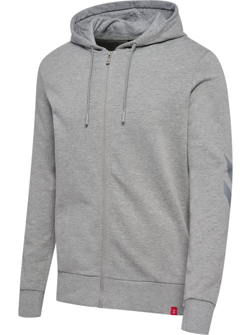 hmlLEGACY ZIP HOODIE, GREY MELANGE, packshot