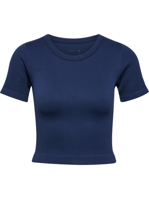 hmlPULSE SEAMLESS RIB W T-SHIRT S/S, DRESS BLUES, packshot