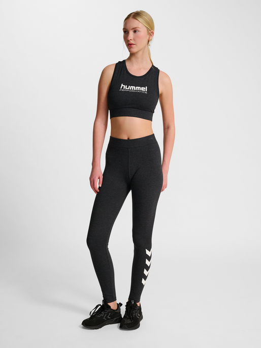 hmlPULSE LOGO MW TIGHTS, BLACK MELANGE, model