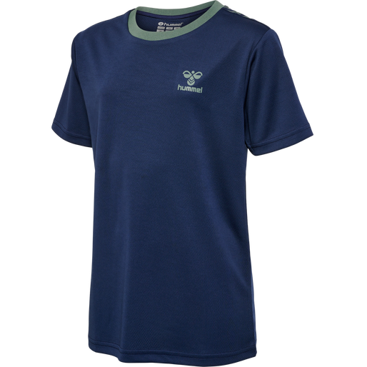 hmlSTALTIC POLY JERSEY S/S KIDS, MARINE/DUCK GREEN, packshot