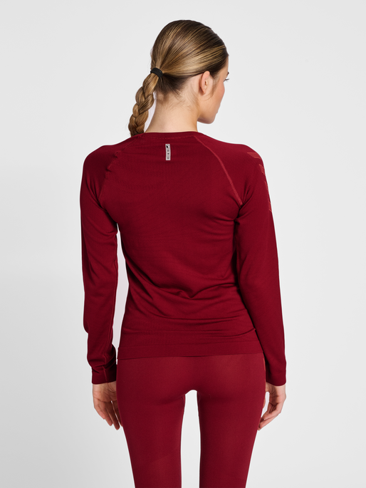 hmlONGRID SEAMLESS L/S WO, RHUBARB/NASTURTIUM, model