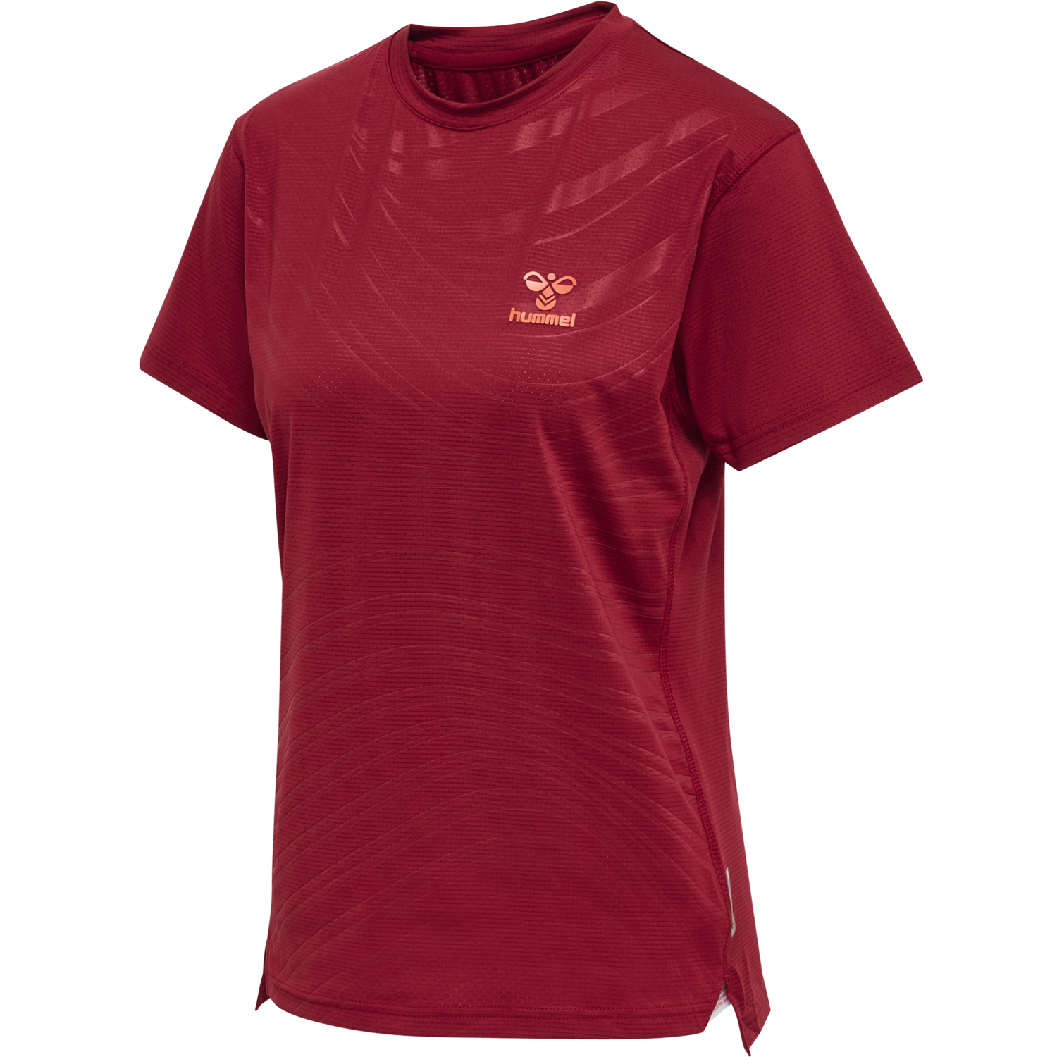 hmlONGRID POLY TEE S/S WO, RHUBARB/NASTURTIUM, packshot