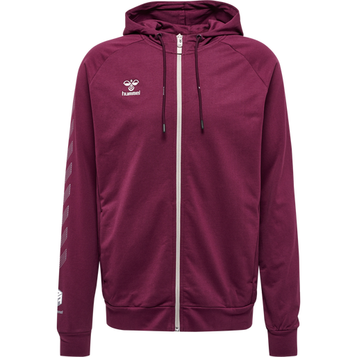 hmlMOVE GRID COTTON ZIP HOODIE, GRAPE WINE, packshot