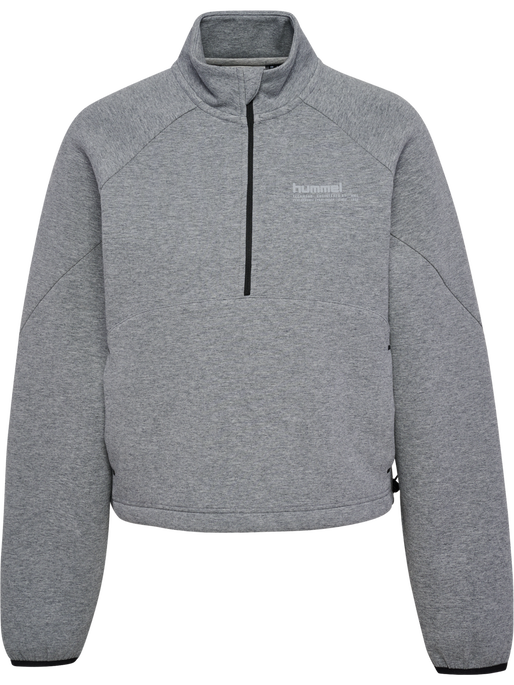 hmlTECH FLEECE WOMEN BOXY HALF ZIP, GREY MELANGE, packshot