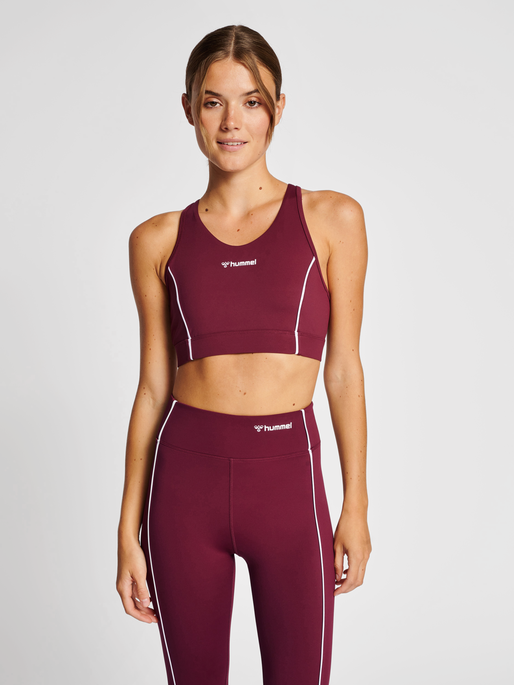 hmlMT FLASH SPORTS BRA, ZINFANDEL, model