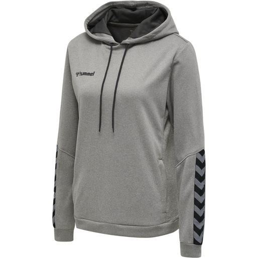 hmlAUTHENTIC POLY HOODIE WOMAN, GREY MELANGE, packshot