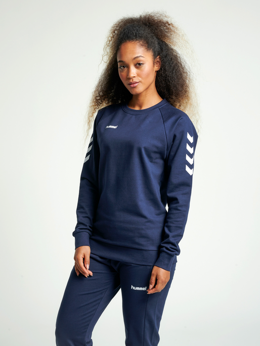 HMLGO COTTON SWEATSHIRT WOMAN, MARINE, model
