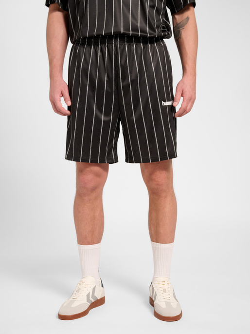 Chevron Pinstripe Shorts, BLACK/WHITE, model