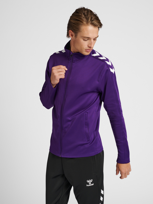 hmlCORE XK POLY ZIP SWEAT, ACAI, model