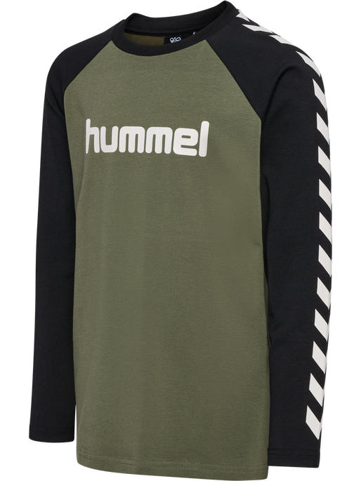 hmlBOYS T-SHIRT L/S, DUSTY OLIVE, packshot