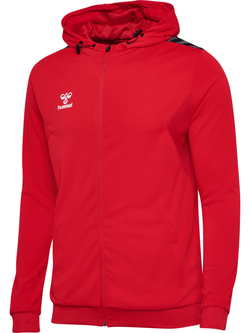 hmlAUTHENTIC PL ZIP HOODIE, TRUE RED, packshot