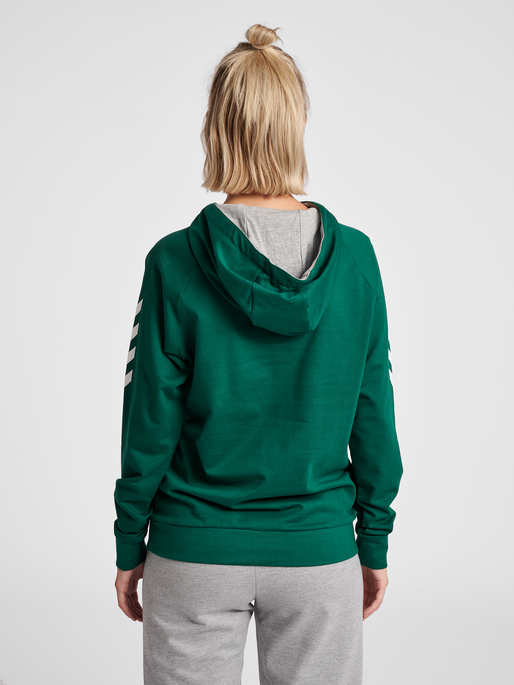 HMLGO COTTON HOODIE WOMAN, EVERGREEN, model