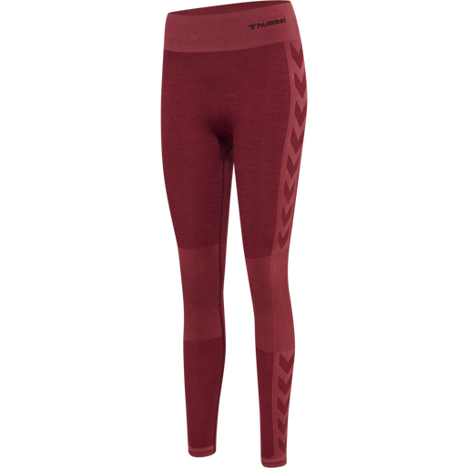 hmlCLEA SEAMLESS MID WAIST TIGHTS, CABERNET/APPLE BUTTER MELANGE, packshot
