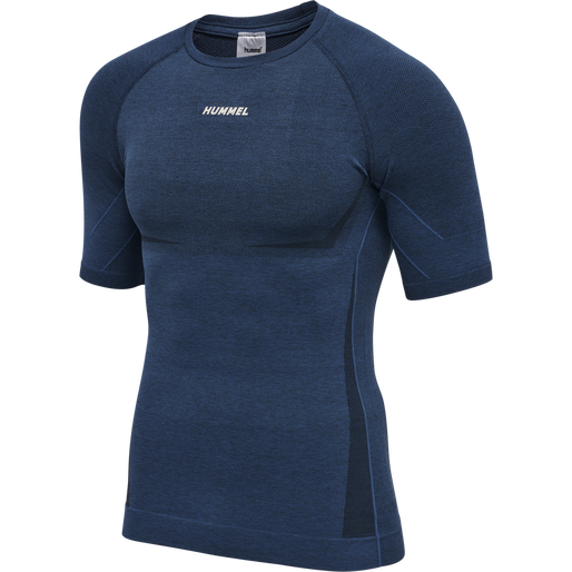hmlTE MIKE SEAMLESS T-SHIRT, INSIGNIA BLUE/BLACK MELANGE, packshot