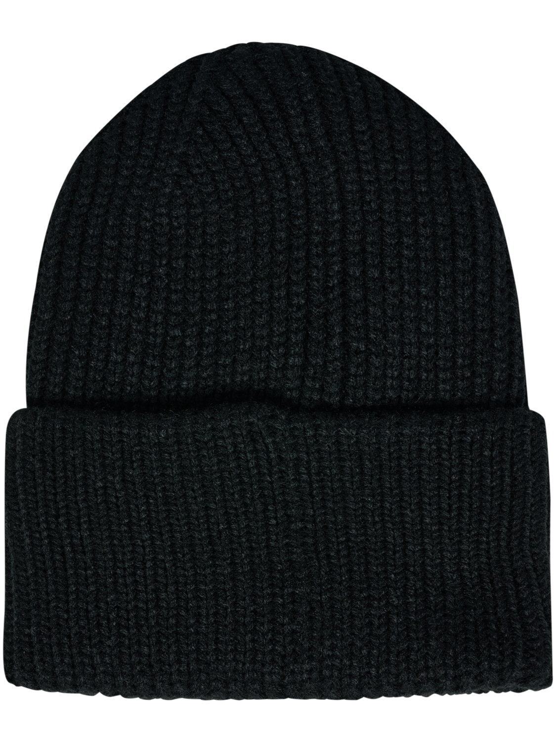 hmlJR HEAVY RIB KNIT BEANIE, BLACK, packshot