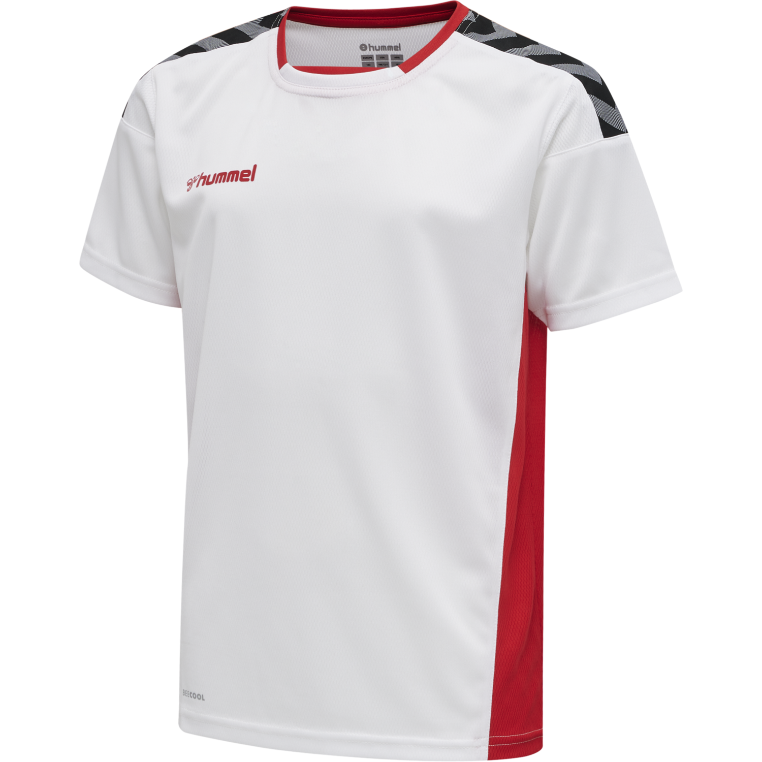 hmlAUTHENTIC KIDS POLY JERSEY S/S, WHITE/TRUE RED, packshot