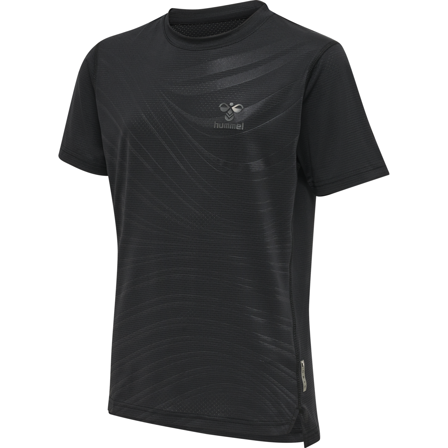 hmlONGRID POLY TEE S/S KIDS, JET BLACK/FORGED IRON, packshot