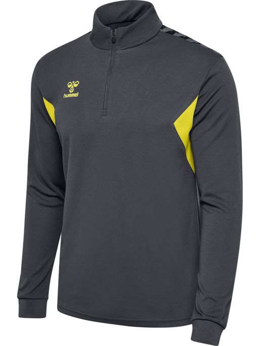 hmlAUTHENTIC HALF ZIP SWEAT, ASPHALT/SULPHUR SPRING, packshot