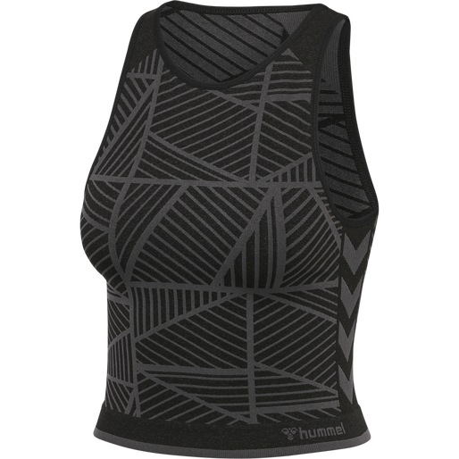 hmlMT ENERGY SEAMLESS CROP TOP, BLACK/ASPHALT MELANGE, packshot
