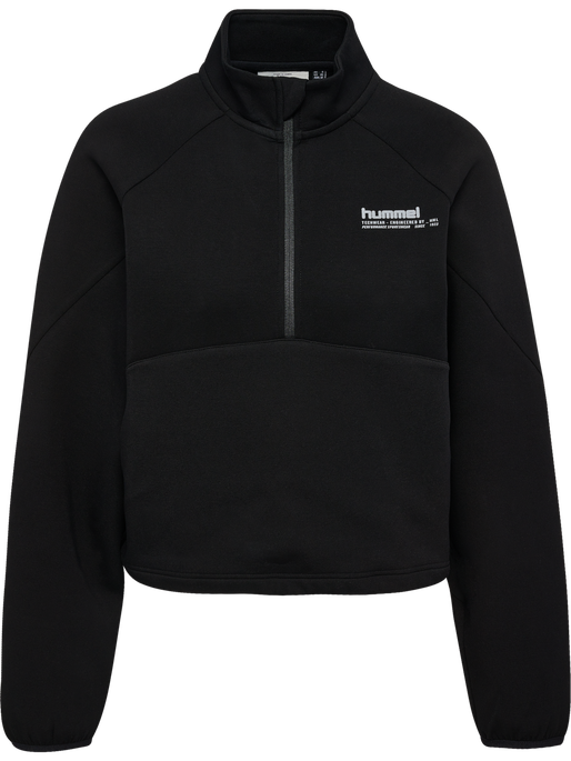 hmlTECH FLEECE WOMEN BOXY HALF ZIP, BLACK, packshot
