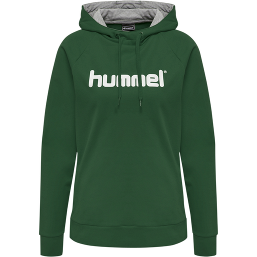 HMLGO COTTON LOGO HOODIE WOMAN, EVERGREEN, packshot