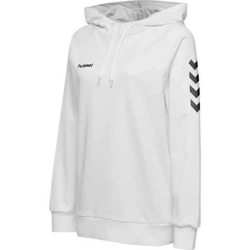 HMLGO COTTON HOODIE WOMAN, WHITE HMLGO COTTON HOODIE WOMAN, WHITE, packshot