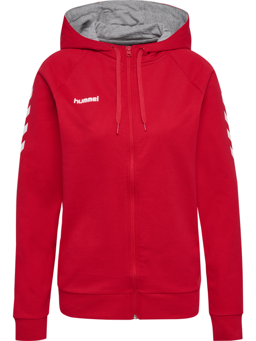 HMLGO COTTON ZIP HOODIE WOMAN, TRUE RED HMLGO COTTON ZIP HOODIE WOMAN, TRUE RED, packshot